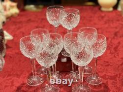 Vintage Waterford Lismore Crystal Balloon Wine Glasses 7 Signed Ex Cond 10pc