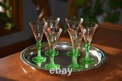 Vintage Watermelon Pink Green Wine Glasses, Set of 6, McDonald Glass