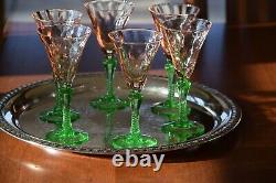 Vintage Watermelon Pink Green Wine Glasses, Set of 6, McDonald Glass