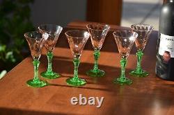 Vintage Watermelon Pink Green Wine Glasses, Set of 6, McDonald Glass