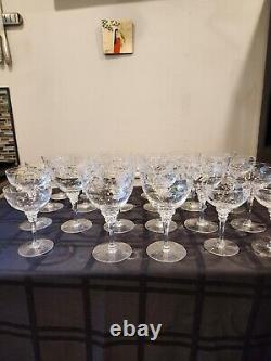 Vintage Wheat Floral Etched Glassware. Champagne, Wine, and Coupe