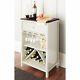 Vintage Wine Cabinet Wood Ivory White Bottle Glass Holder Storage Rack Kitchen