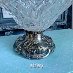 Vintage Wine Claret Jug Cut Glass Crystal Silver Plated Ewer Spain