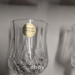 Vintage Wine Glass And Champaign Flutes With Wooden Rack Crystal France 24% Lead