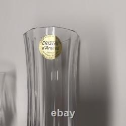 Vintage Wine Glass And Champaign Flutes With Wooden Rack Crystal France 24% Lead