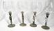 Vintage Wine Glass Set Bronze Enameled Stemmed Rhinestone Jeweled Bird Glasses