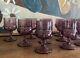 Vintage Wine Glasses Amethyst Kings Crown Thumbprint Set of 18 Plum Rare