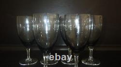 Vintage Wine Glasses Debutante Gray FOSTORIA Tulip shape bowl 1962 6 7 oz EUC