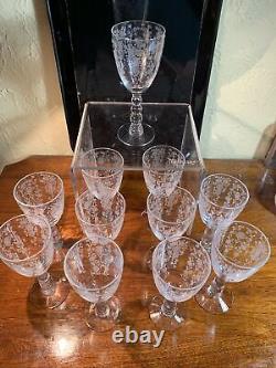 Vintage Wine Glasses, Duncan & Miller, First Love Pattern 1935-1955