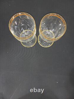 Vintage Wine Glasses Gold Rim Drinkware Set of 2 MCM Roty Gilding 6 7/8