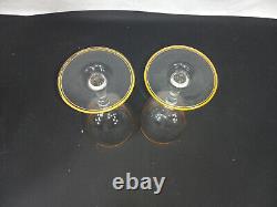 Vintage Wine Glasses Gold Rim Drinkware Set of 2 MCM Roty Gilding 6 7/8