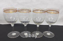 Vintage Wine Glasses Gold Rim Drinkware Set of 4 MCM Roty Gilding 6 7/8