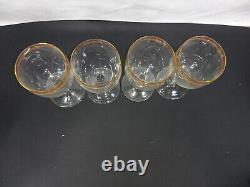 Vintage Wine Glasses Gold Rim Drinkware Set of 4 MCM Roty Gilding 6 7/8