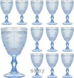 Vintage Wine Glasses Set of 12, 10 oz Glass Goblets Wine Glassware, Romantic