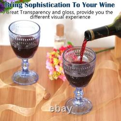 Vintage Wine Glasses Set of 12, 10 oz Glass Goblets Wine Glassware, Romantic