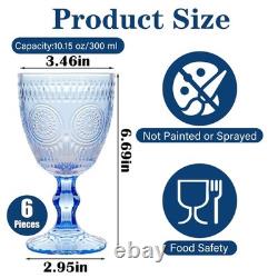 Vintage Wine Glasses Set of 12, 10 oz Glass Goblets Wine Glassware, Romantic