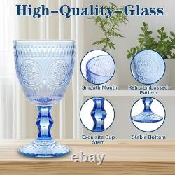 Vintage Wine Glasses Set of 12, 10 oz Glass Goblets Wine Glassware, Romantic