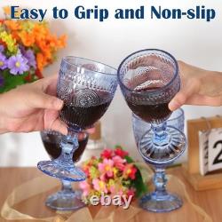 Vintage Wine Glasses Set of 12, 10 oz Glass Goblets Wine Glassware, Romantic