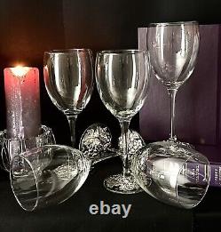 Vintage Wine Glasses Silver Plated Grape Decorated Foot 1997 Wine Goblets 5 Pc