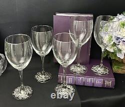 Vintage Wine Glasses Silver Plated Grape Decorated Foot 1997 Wine Goblets 5 Pc