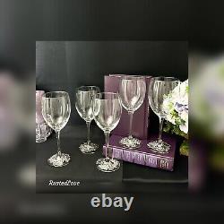 Vintage Wine Glasses Silver Plated Grape Decorated Foot 1997 Wine Goblets 5 Pc