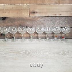 Vintage Wine Set of 8 Glasses with Glass Art. Murano style