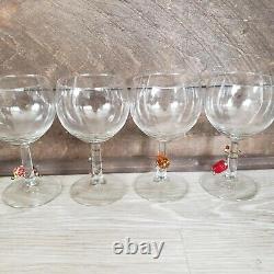 Vintage Wine Set of 8 Glasses with Glass Art. Murano style