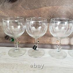 Vintage Wine Set of 8 Glasses with Glass Art. Murano style