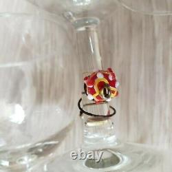 Vintage Wine Set of 8 Glasses with Glass Art. Murano style
