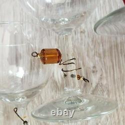 Vintage Wine Set of 8 Glasses with Glass Art. Murano style