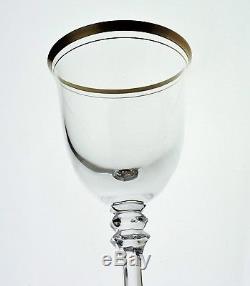 Vintage Wine/water Glass Set 14 Flare, Gold Rim, Classic Stemware Barware, 8 Tall
