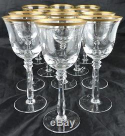 Vintage Wine/water Glass Set 14 Flare, Gold Rim, Classic Stemware Barware, 8 Tall
