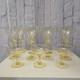 Vintage Yellow Topaz Etched Stemware Wine Glass Set of 11