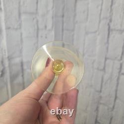 Vintage Yellow Topaz Etched Stemware Wine Glass Set of 11