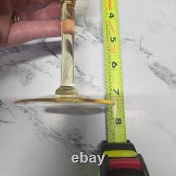 Vintage Yellow Topaz Etched Stemware Wine Glass Set of 11