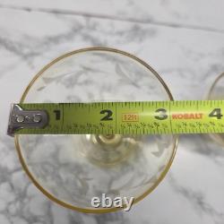 Vintage Yellow Topaz Etched Stemware Wine Glass Set of 11
