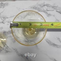 Vintage Yellow Topaz Etched Stemware Wine Glass Set of 11