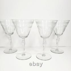 Vintage art deco etched crystal wine glasses