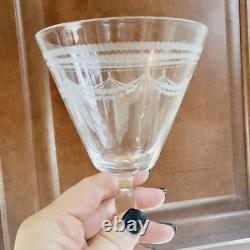 Vintage art deco etched crystal wine glasses