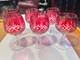 Vintage bohemian cut clear ruby red wine hock glasses 6pcs