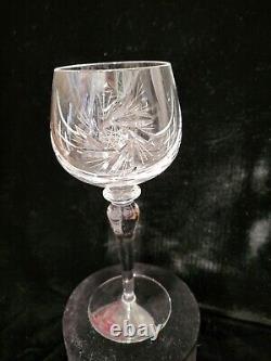 Vintage deep cut crystal long-stem wine glasses pinwheel design set of 8
