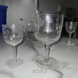 Vintage etched crystal wine glasses