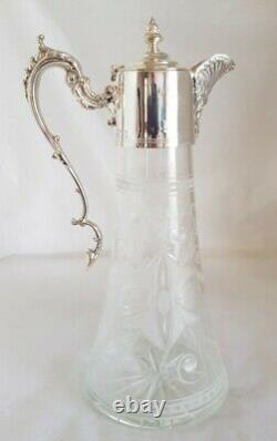 Vintage fine quality cut glass Wine Ewer / Claret Jug. By G. C. T & Co. Sheffield