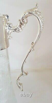 Vintage fine quality cut glass Wine Ewer / Claret Jug. By G. C. T & Co. Sheffield