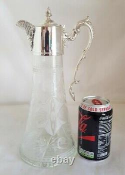 Vintage fine quality cut glass Wine Ewer / Claret Jug. By G. C. T & Co. Sheffield