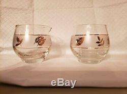 Vintage libby gold leaf glasses, shot glasses tumblers, wine and martini. 28pcs