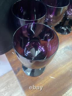 Vintage mcm mid century Carlo Moretti Empoli Glass Set 6 Wine Goblets Amethyst