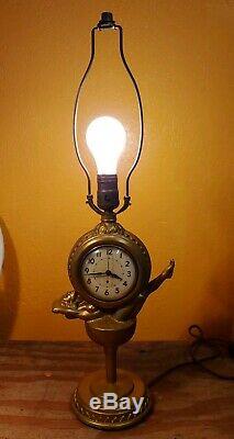 Vintage nude woman in wine glass with Clock Lamp Chapman Chicago