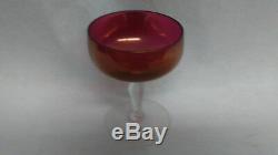 Vintage red cranberry goblets wine champagne set of 8 depression glass antique