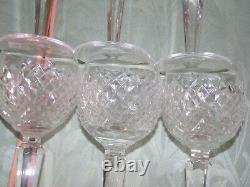 Vintage set 6 Irish Waterford cut glass large 7 Alana Hock Wine glasses c1970